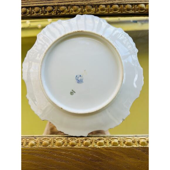 Lewis Straus LS&S Limoges Art Nouveau Roses w Gold 8” Plate France Green READ - Picture 9 of 10